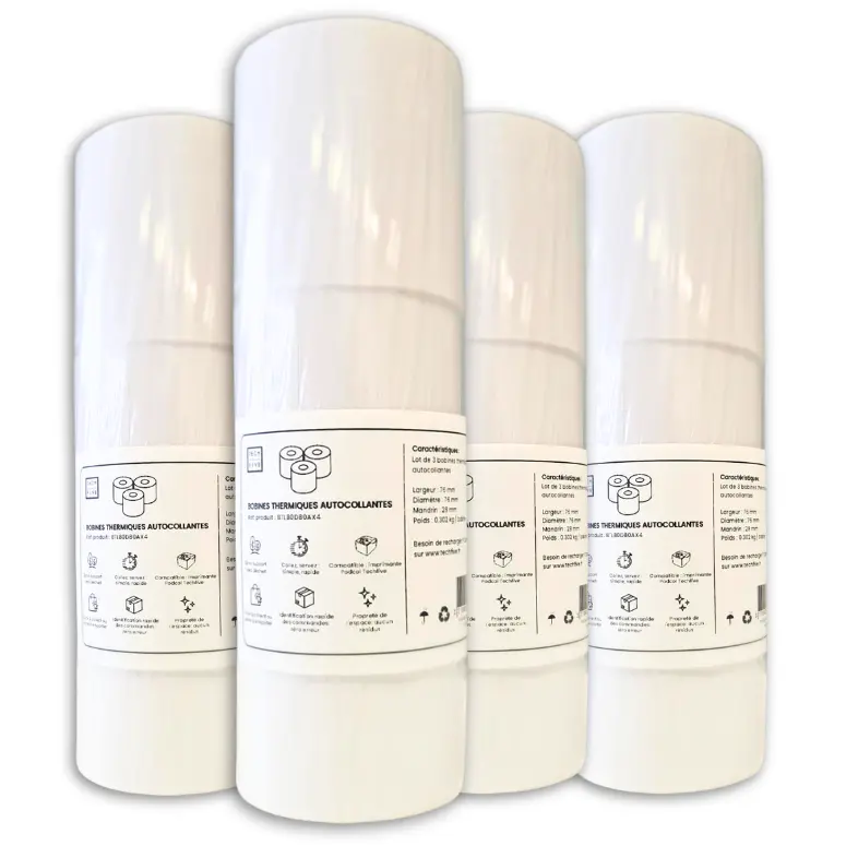 Pack X12 Bobine Thermique Autocollante 80mm